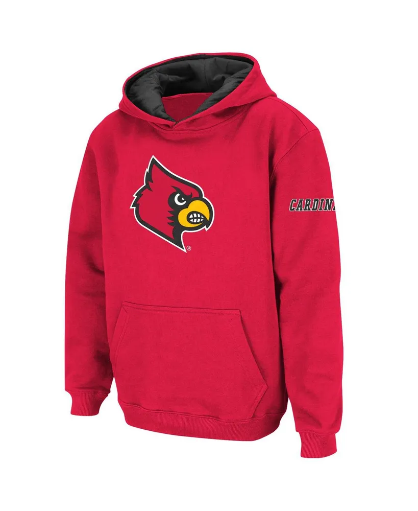 Big Boys Red Louisville Cardinals Logo Pullover Hoodie