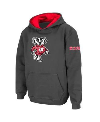 Big Boys Charcoal Wisconsin Badgers Big Logo Pullover Hoodie