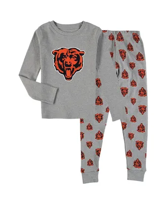 Unisex Preschool Heathered Gray Chicago Bears Long Sleeve T-shirt and Pants Sleep Set