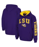 Big Boys Purple Lsu Tigers 2-Hit Team Pullover Hoodie