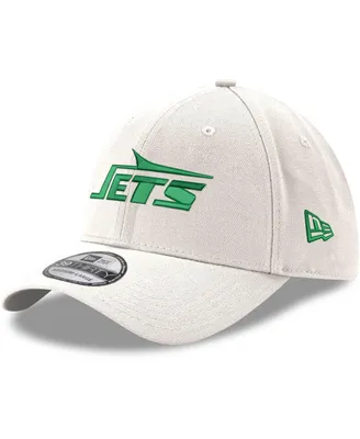 Men's New Era White York Jets Throwback Wordmark Iced Ii 39Thirty Flex Hat