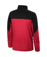 Men's Crimson, Heathered Black Oklahoma Sooners Textured Color Block Quarter-Zip Top