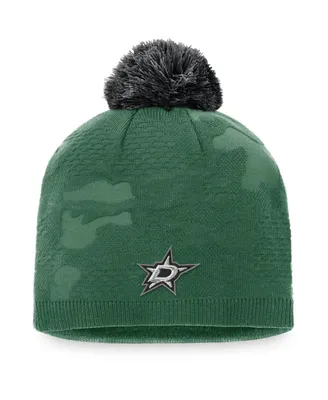 Women's Kelly Green and Black Dallas Stars Authentic Pro Team Locker Room Beanie with Pom
