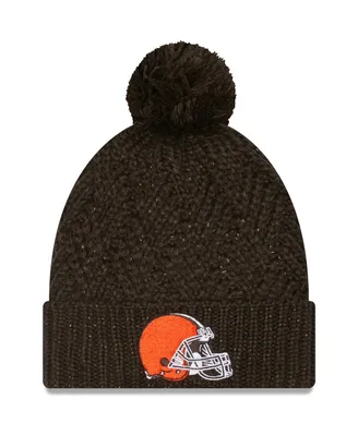 Women's Brown Cleveland Browns Brisk Cuffed Knit Hat with Pom