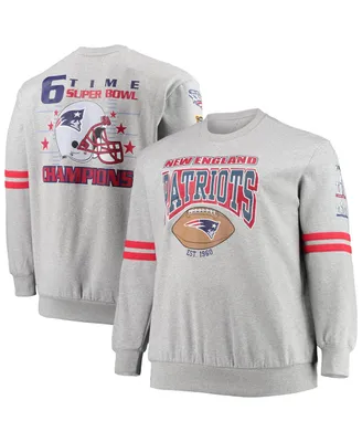 Men's Heathered Gray New England Patriots Big and Tall Allover Print Pullover Sweatshirt