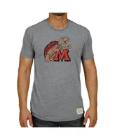 Men's Heathered Gray Maryland Terrapins Vintage-Like Logo Tri-Blend T-shirt