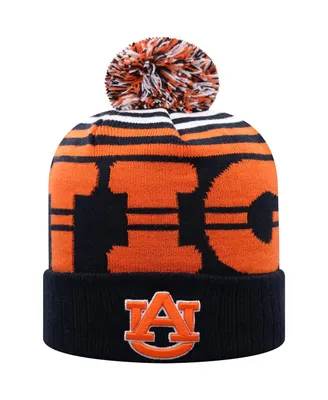 Men's Navy and Orange Auburn Tigers Colossal Cuffed Knit Hat with Pom