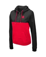 Women's Black and Red Nebraska Huskers Aidan Half-Zip Hoodie