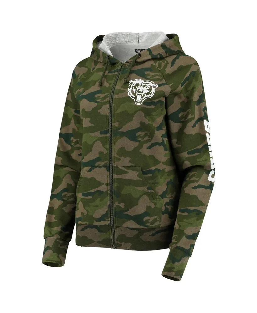 Women's New Era Camo Chicago Bears Raglan Full-Zip Hoodie