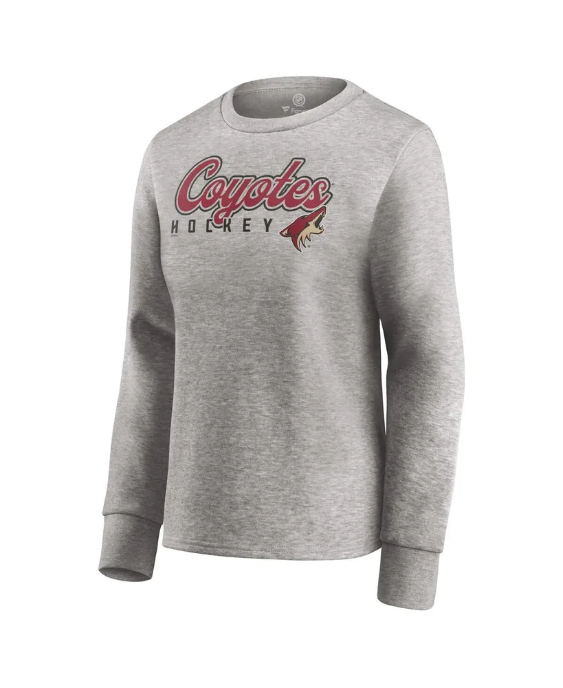 Women's Heathered Gray Arizona Coyotes Fan Favorite Script Pullover Sweatshirt