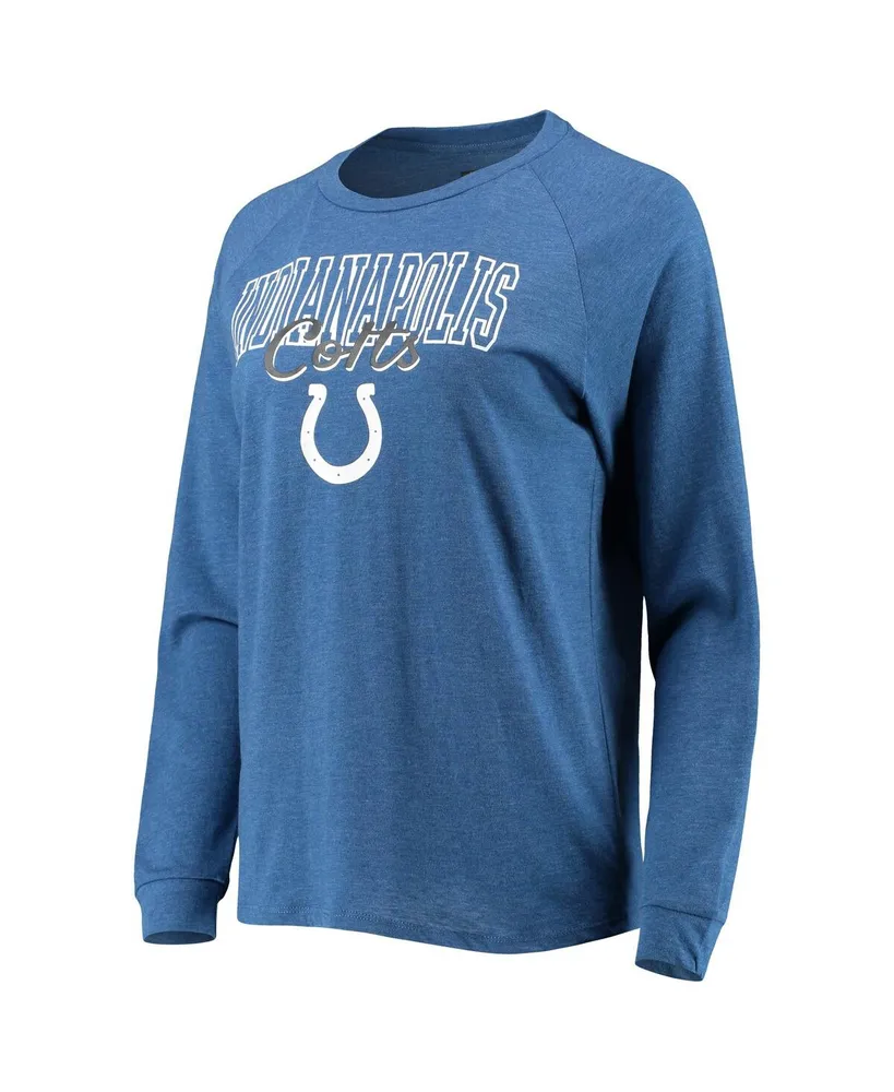 Women's Royal Indianapolis Colts Meter Knit Long Sleeve Raglan Top and Shorts Sleep Set