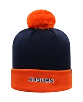 Men's Navy and Orange Auburn Tigers Core 2-Tone Cuffed Knit Hat with Pom