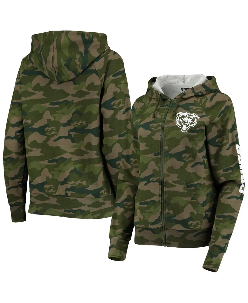 Women's New Era Camo Chicago Bears Raglan Full-Zip Hoodie