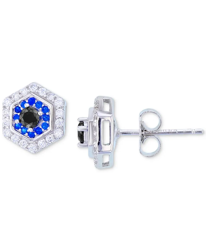 Cubic Zirconia Evil Eye Stud Earrings in Sterling Silver