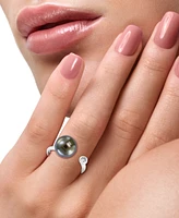 Effy Collection Cultured Freshwater Pearl Ring (8-1/2mm) & White Topaz (1/10 ct. t.w.) Sterling Silver (Also Tahitian Pearl)