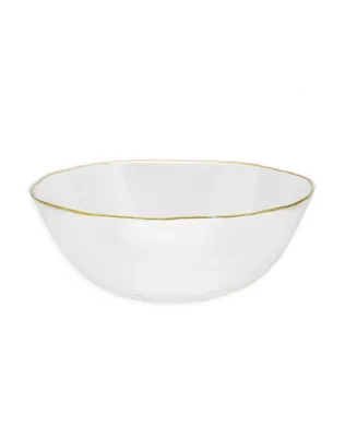 8.5" D Clear Gold - Tone Rim Salad Bowl - Gold