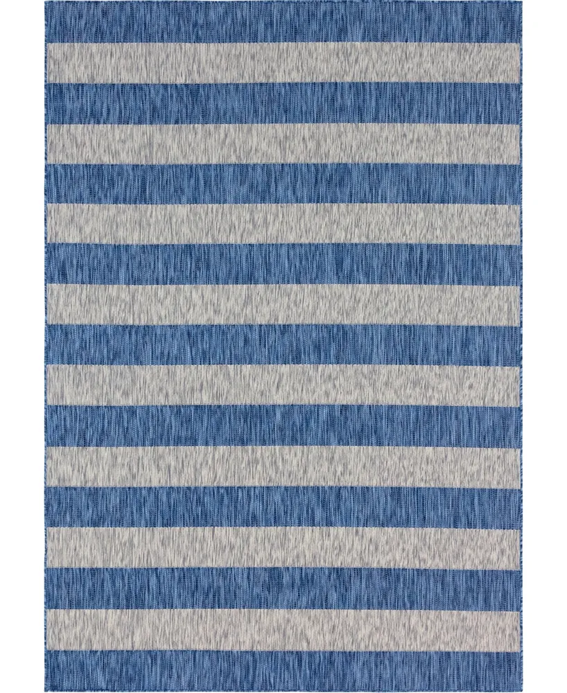 Bayshore Home Outdoor Banded Distressed Stripe 8' x 11'4" Area Rug