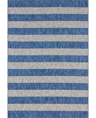 Bayshore Home Outdoor Banded Distressed Stripe 8' x 11'4" Area Rug