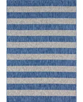 Bayshore Home Outdoor Banded Distressed Stripe 8' x 11'4" Area Rug