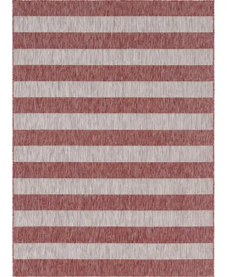 Bayshore Home Outdoor Banded Distressed Stripe 8' x 11'4" Area Rug