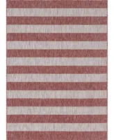 Bayshore Home Outdoor Banded Distressed Stripe 8' x 11'4" Area Rug