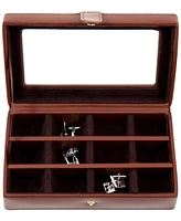 Bey-Berk Leather 12-Piece Cufflinks Box