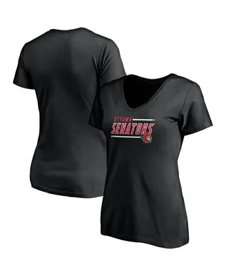 Women's Fanatics Black Ottawa Senators Plus Mascot Bounds V-Neck T-shirt