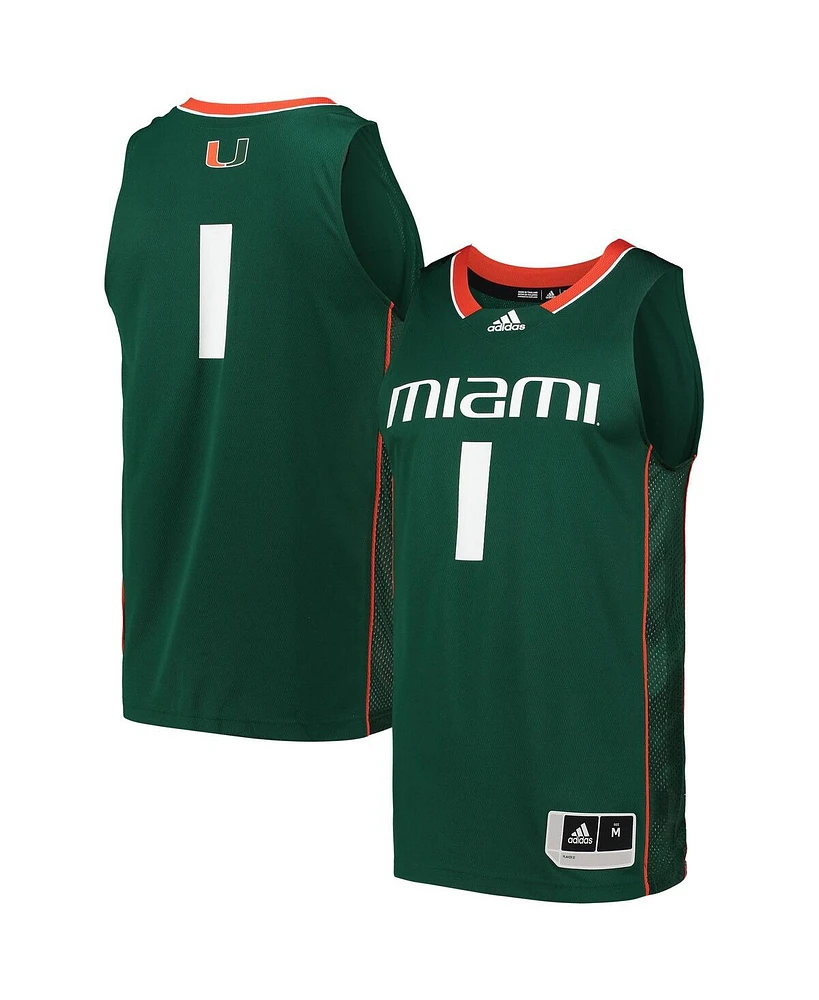 Adidas Men's Number 1 Miami Hurricanes Team Swingman Basketball Jersey