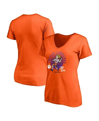 Women's Fanatics Trevor Lawrence Orange Clemson Tigers Caricature V-Neck T-shirt