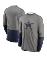 Men's Nike Heathered Gray, Navy Dallas Cowboys Sideline Player Performance Long Sleeve T-shirt