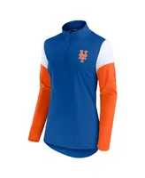 Women's Fanatics Royal and Orange New York Mets Authentic Fleece Quarter-Zip Jacket