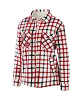 Women's Wear by Erin Andrews Oatmeal New Jersey Devils Plaid Button-Up Shirt Jacket