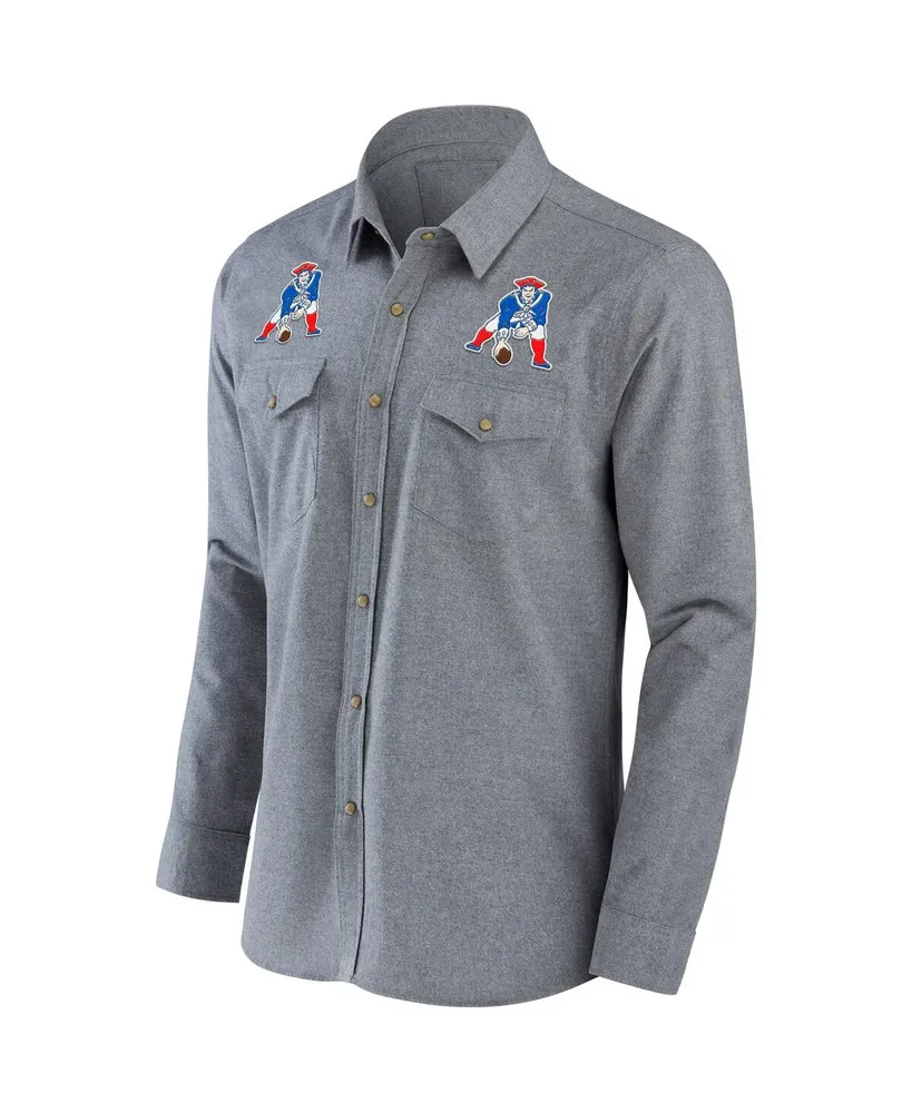 Men's Nfl x Darius Rucker Collection by Fanatics Gray New England Patriots Chambray Button-Up Long Sleeve Shirt