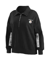 Women's Wear by Erin Andrews Black Pittsburgh Steelers Half-Zip Sweatshirt