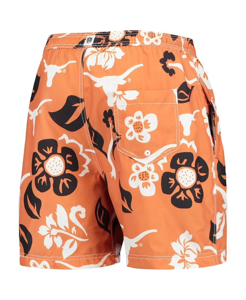 Men's Wes & Willy Texas Orange Longhorns Floral Volley Logo Swim Trunks