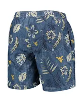 Men's Wes & Willy Navy West Virginia Mountaineers Vintage-Like Floral Swim Trunks