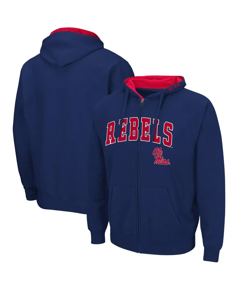 Men's Colosseum Navy Ole Miss Rebels Arch and Logo 3.0 Full-Zip Hoodie