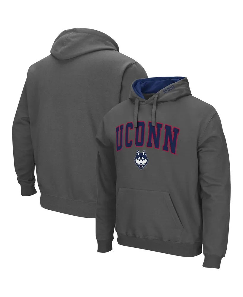 Men's Colosseum Charcoal UConn Huskies Arch and Logo 3.0 Pullover Hoodie