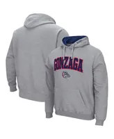 Men's Colosseum Heathered Gray Gonzaga Bulldogs Arch and Logo Pullover Hoodie