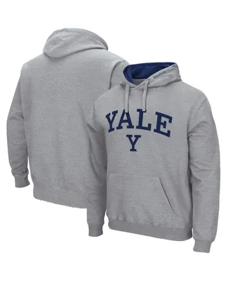 Men's Colosseum Heathered Gray Yale Bulldogs Arch and Logo Pullover Hoodie