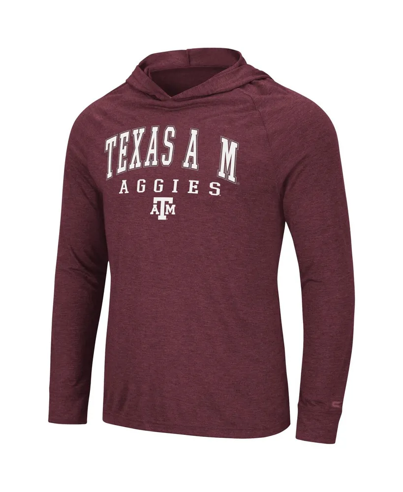 Men's Colosseum Heathered Maroon Texas A&M Aggies Campus Long Sleeve Hooded T-shirt