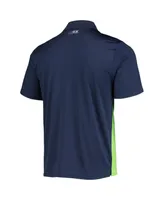 Men's Msx by Michael Strahan Neon Green, College Navy Seattle Seahawks Challenge Color Block Performance Polo Shirt