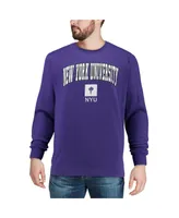 Men's Colosseum Purple Nyu Violets Arch and Logo Crew Neck Sweatshirt