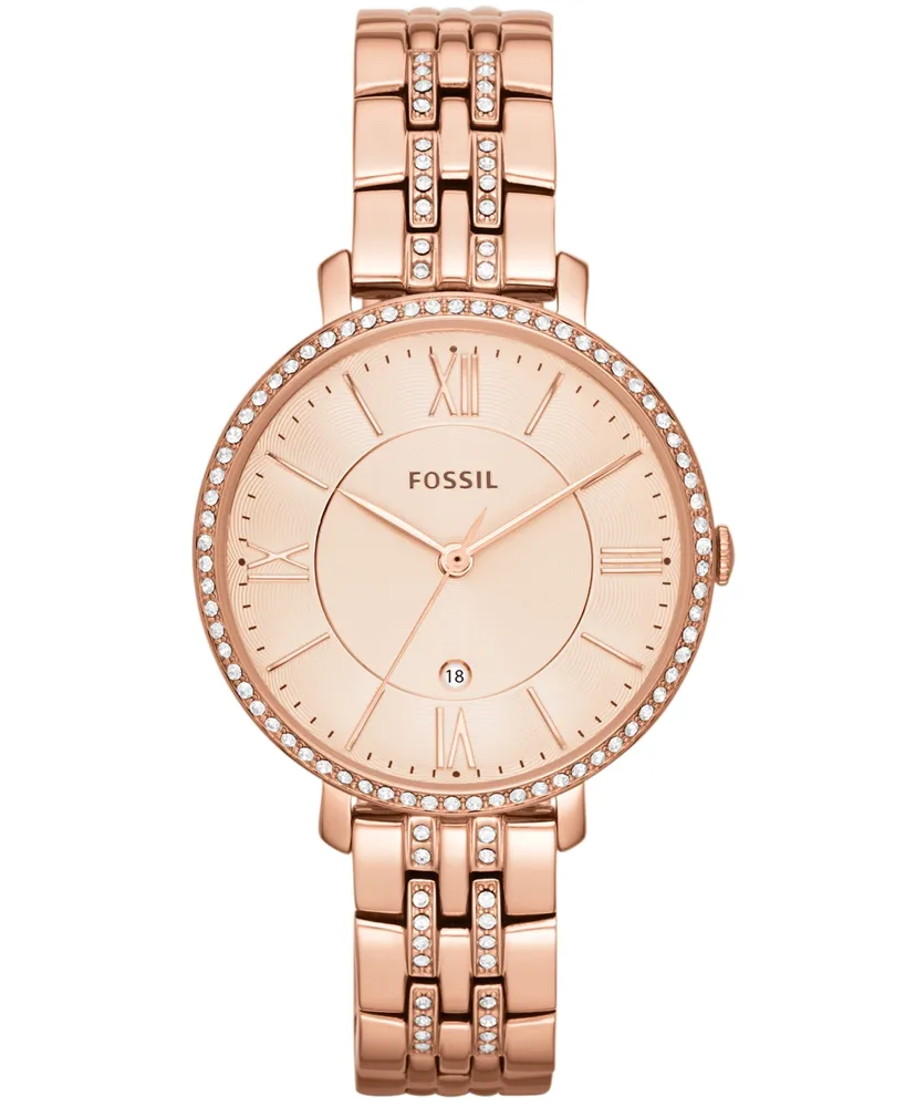 Fossil Women's Jacqueline Rose Gold-Tone Stainless Steel Bracelet Watch 36mm ES3546