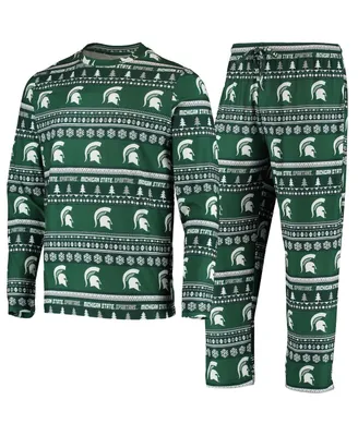 Men's Concepts Sport Green Michigan State Spartans Ugly Sweater Knit Long Sleeve Top and Pant Set