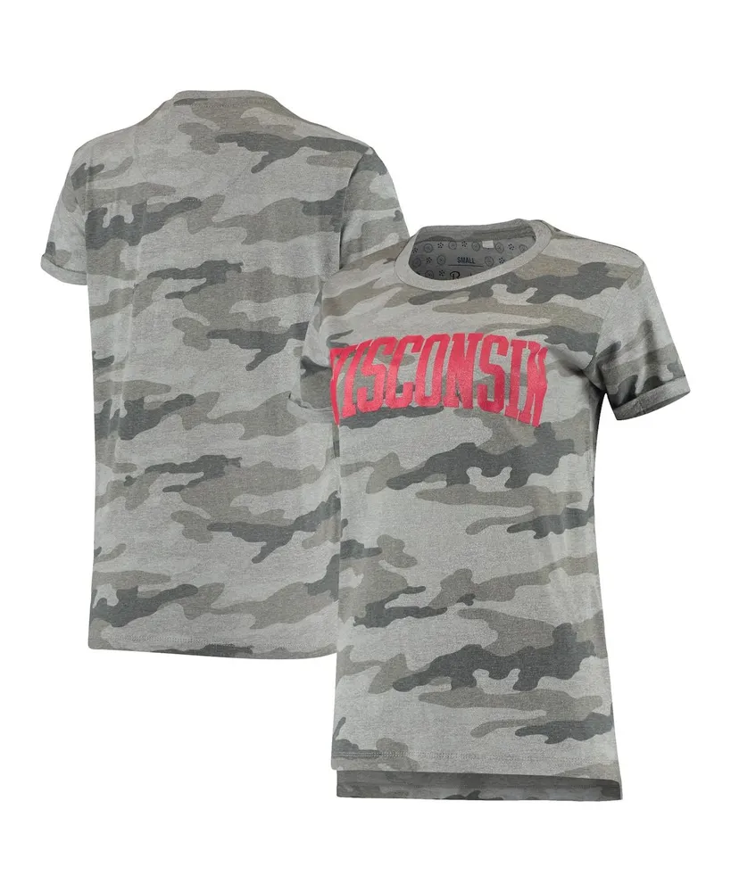 Women's Pressbox Camo Wisconsin Badgers T-shirt