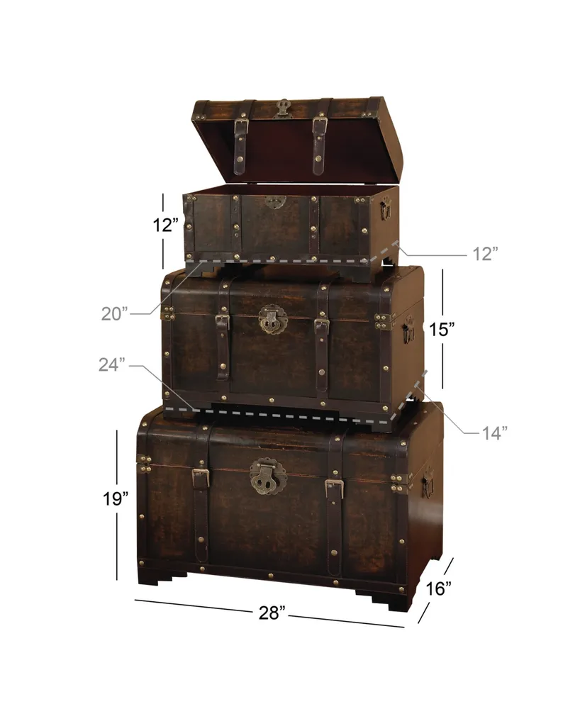 Wood Traditional Trunk, Set of 3