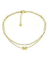 And Now This Butterfly Double Chain Anklet in Gold Plate