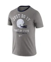 Men's Heathered Gray Penn State Nittany Lions Vault Helmet Tri-Blend T-shirt