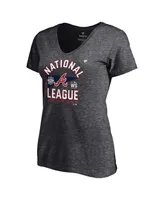 Women's Heathered Charcoal Atlanta Braves 2021 National League Champions Locker Room Plus V-Neck T-shirt